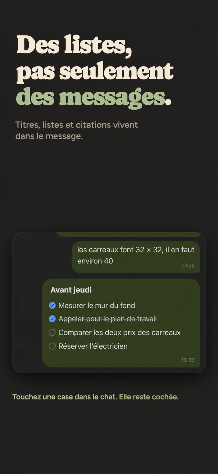 Say it. Don't type it. — a voice note with its transcript