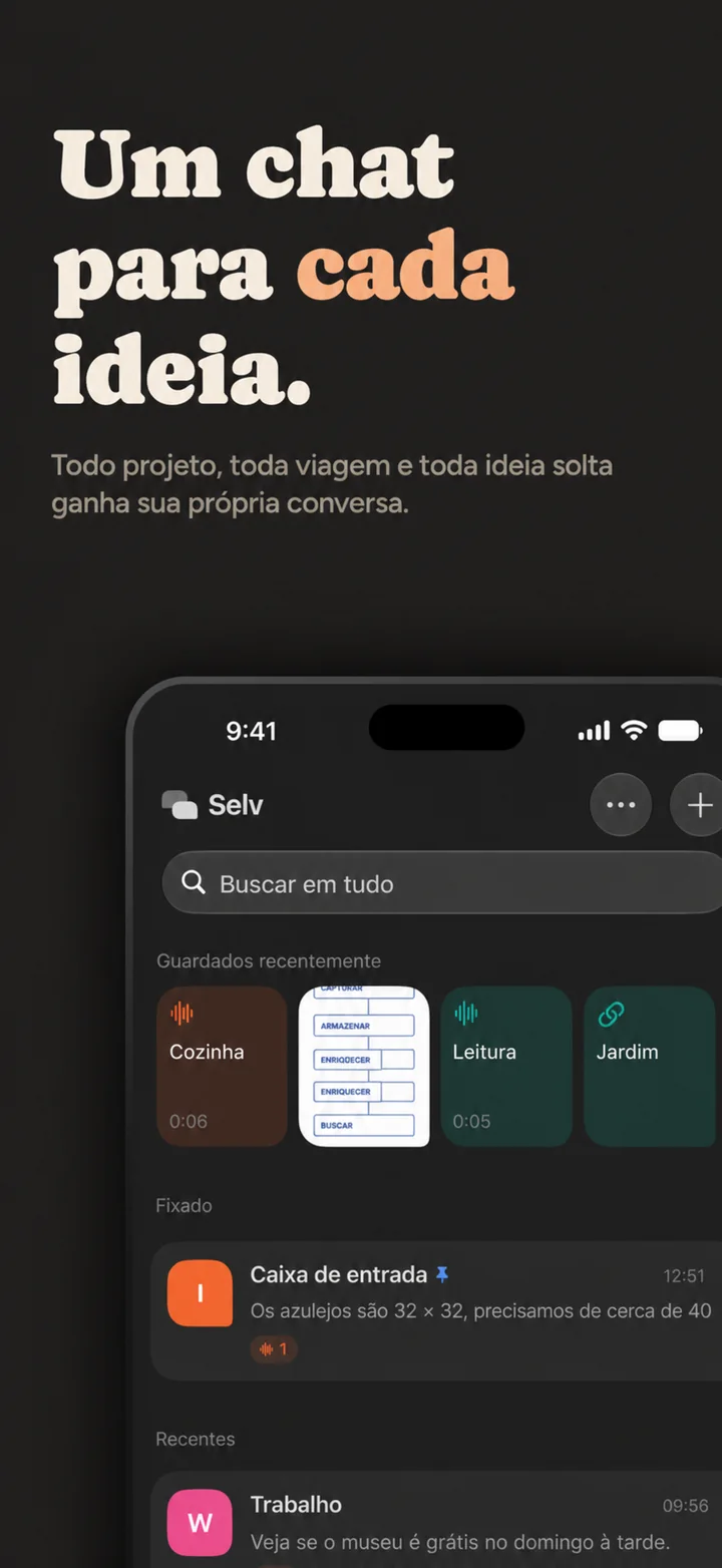 A chat for every idea — the chat list, in dark mode