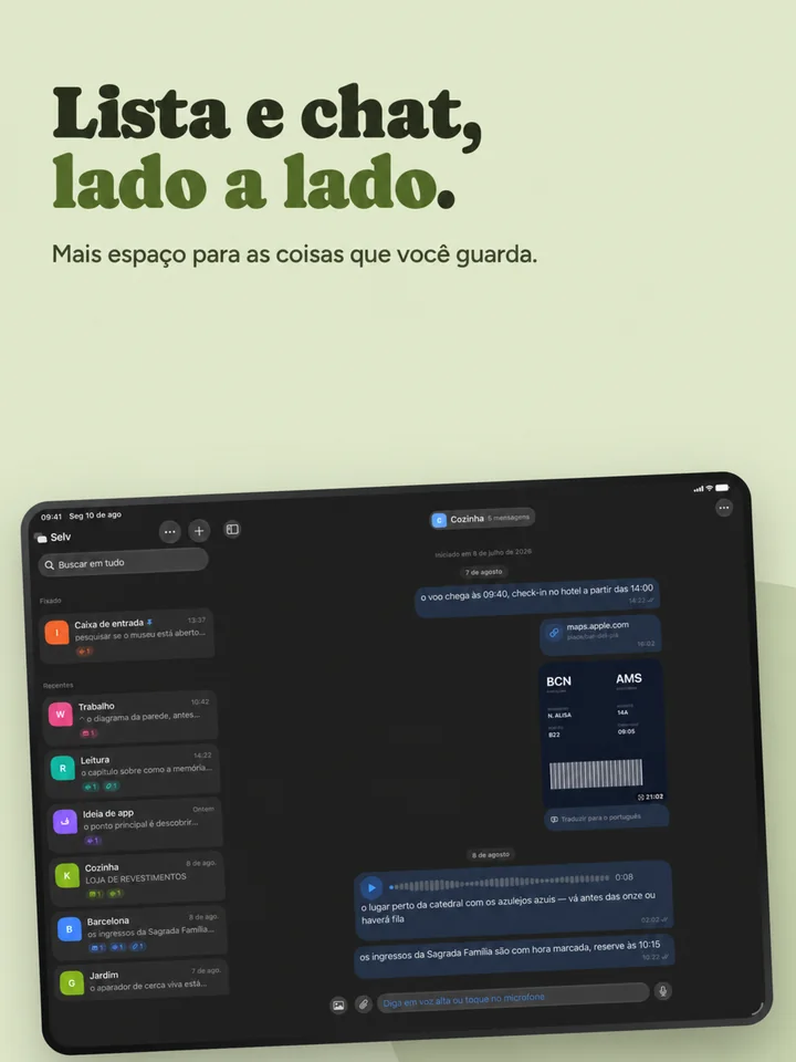 List and thread, side by side on iPad