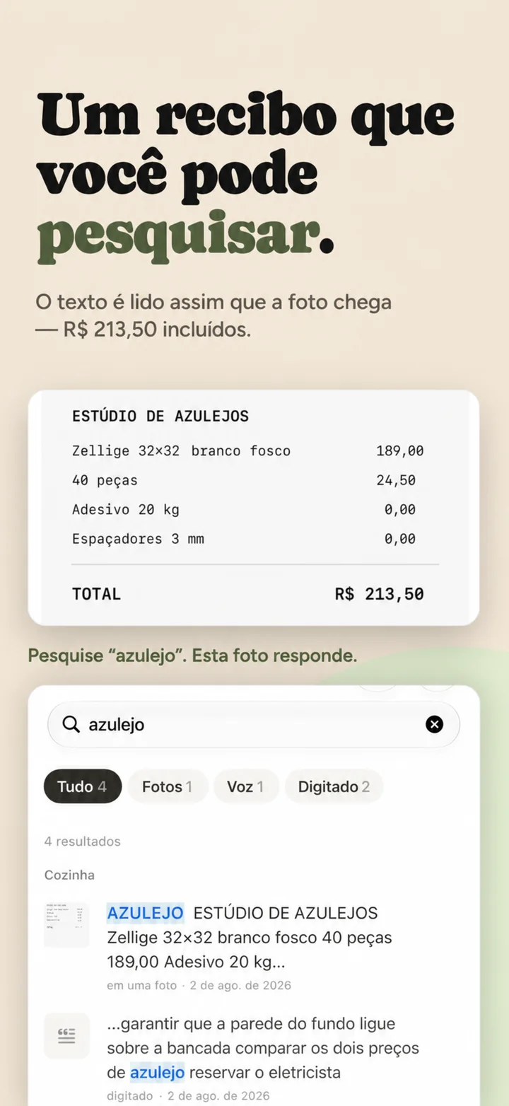 A receipt you can search — text read out of a photo