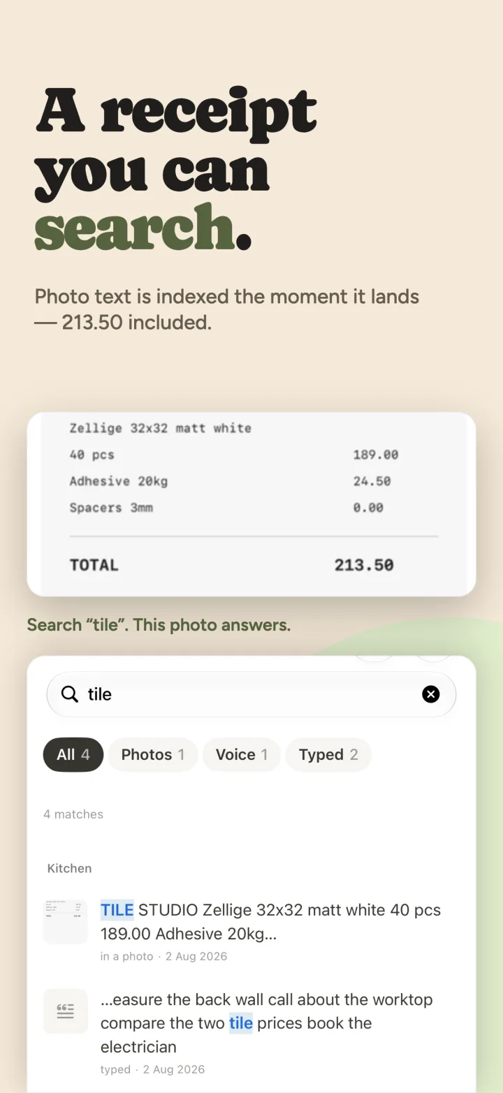 A receipt you can search — text read out of a photo